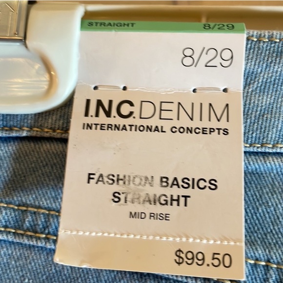 Womens INC jeans size 8/29 bling pearl blue jeans 8 / 29 straight midrise jeans - Picture 4 of 12